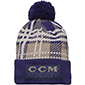 CCM knitted pom beanie plaid navy-olive